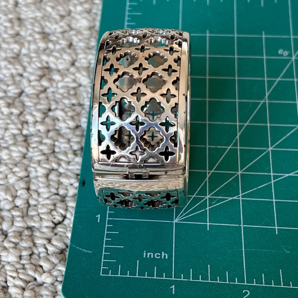 Brighton Silver Plated Large Wide Hinged Bangle B… - image 3